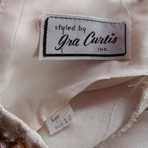 VINTAGE 1960S IRA CURTIS GOLD BROCADE JEWEL MINI DRESS M - Picture 15 of 16